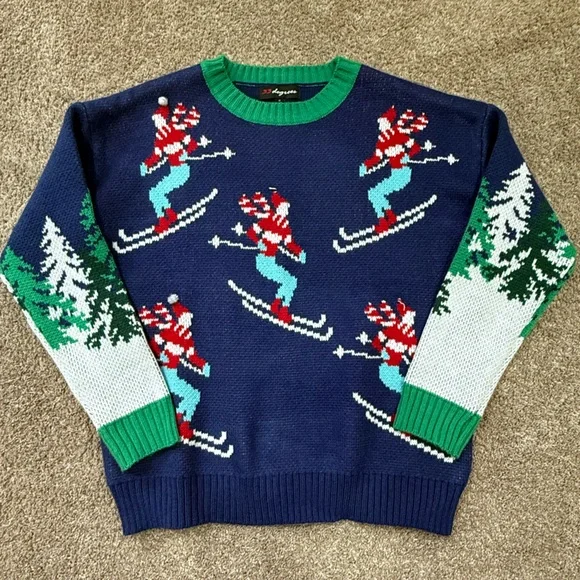 Women’s 33 Degrees Blue Skier Ugly Sweater - Picture 1 of 6
